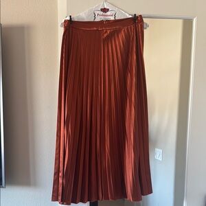 Elegant Rust Pleated Skirt